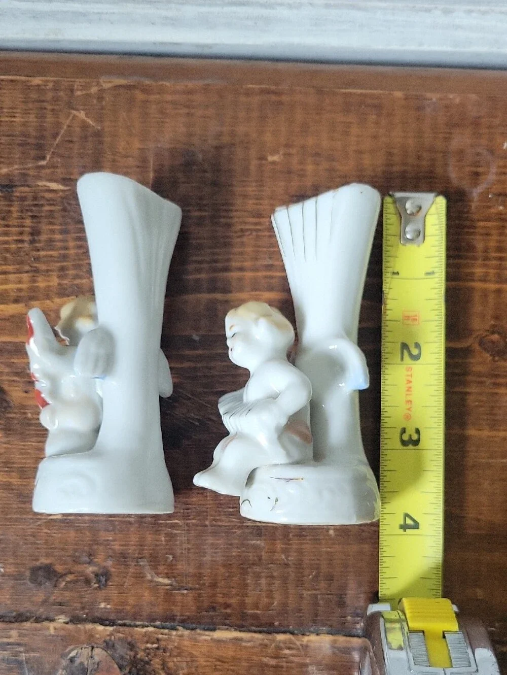 Vintage Mid Century Porcelain Cherub Angel Musician Bud Vases Japan